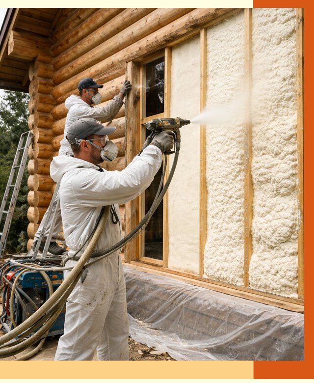 Утепление деревянного дома ППУ в Котельниках от 4460 руб/м2 | ТепломастерКтн — под ключ