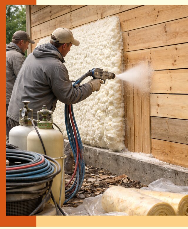 Утепление деревянного дома пенополиуретаном в Котельниках