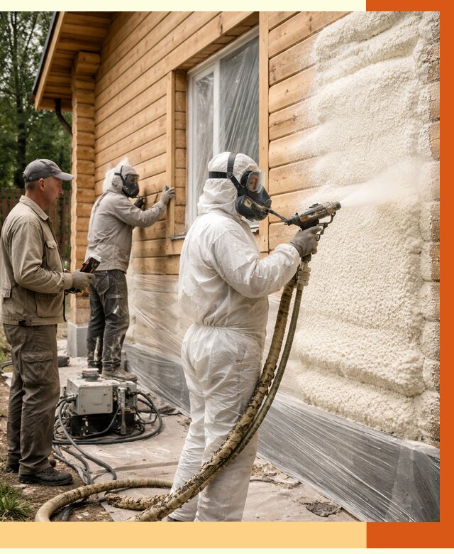 Утепление дома из бруса ППУ в Котельниках от 4088 руб/м2 под ключ | ТепломастерКтн