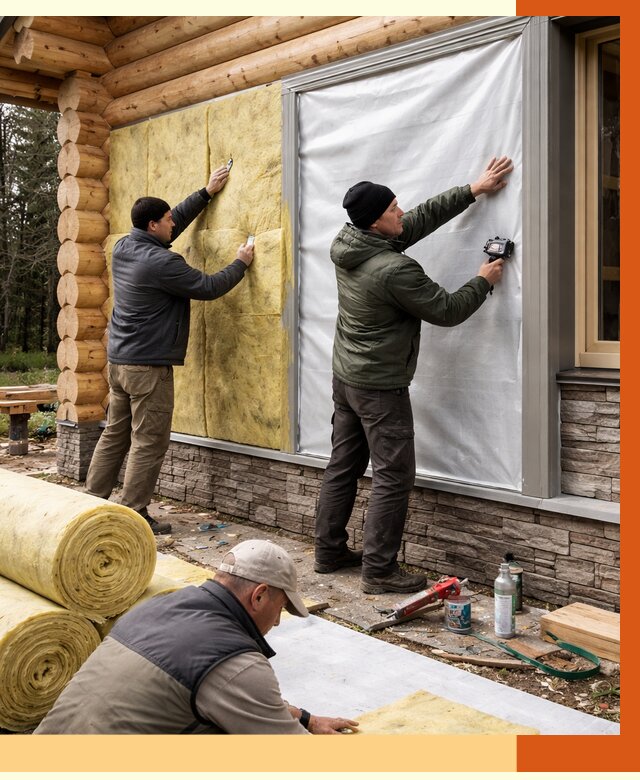 Утепление бревенчатого дома в Котельниках от 8123 руб/м2 — заказать под ключ | ТепломастерКтн