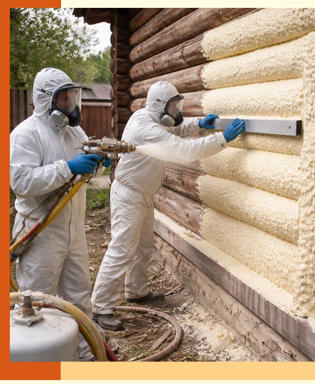 Утепление бревенчатого дома ППУ в Котельниках эффективной изоляцией