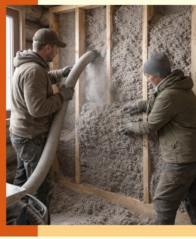 Утепление бревенчатого дома эковатой в Котельниках