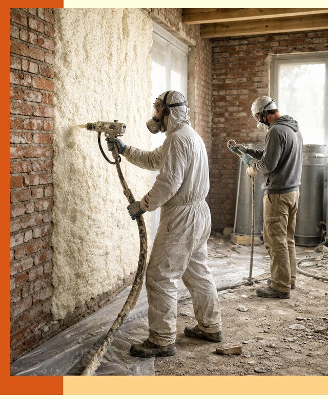 Утепление кирпичного дома пенополиуретаном в Котельниках