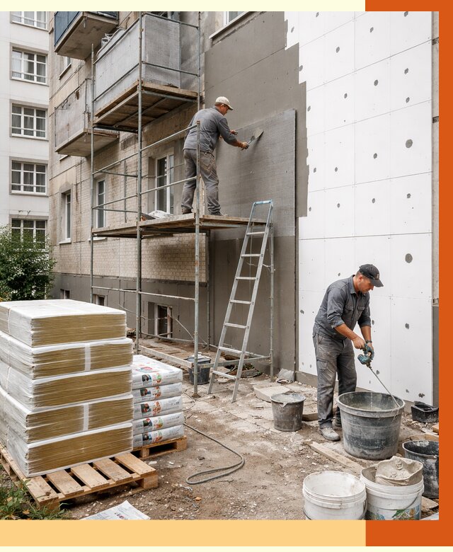 Утепление квартиры снаружи в Котельниках от 6530 руб/м2 под ключ | ТепломастерКтн