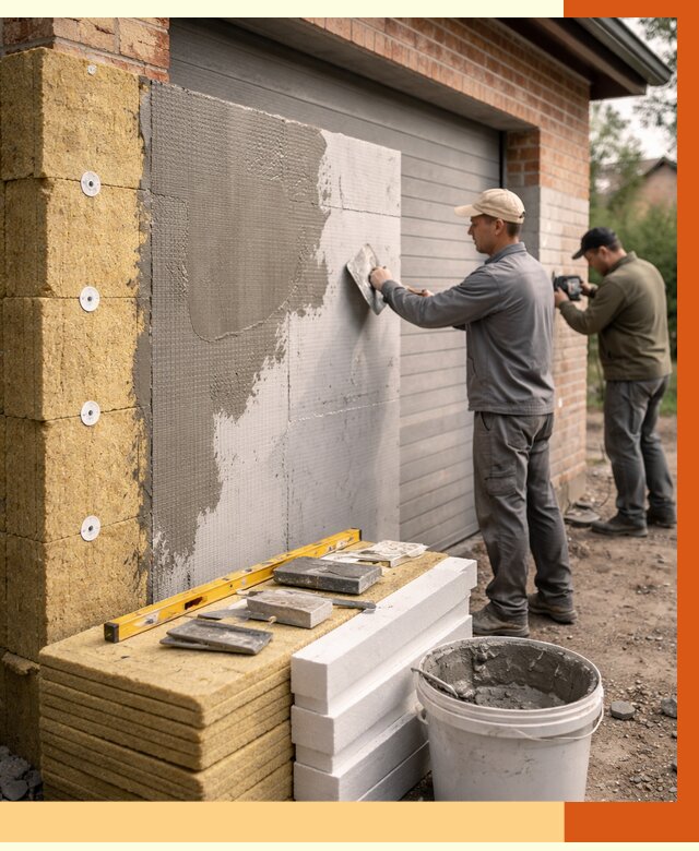 Утепление гаража снаружи в Котельниках от 4460 руб. за м2 — наружное утепление под ключ | ТепломастерКтн