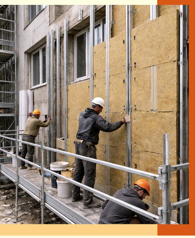 Утепление вентилируемого фасада в Котельниках от 5946 руб/м2 — монтаж и утепление вентфасад | ТепломастерКтн