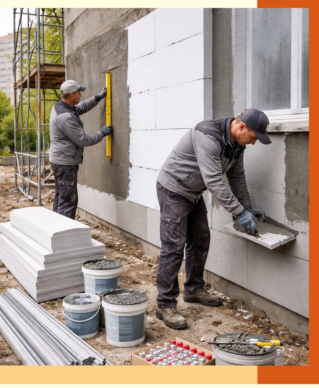 Утепление фасада и стен снаружи в Котельниках от 4460 руб. | ТепломастерКтн