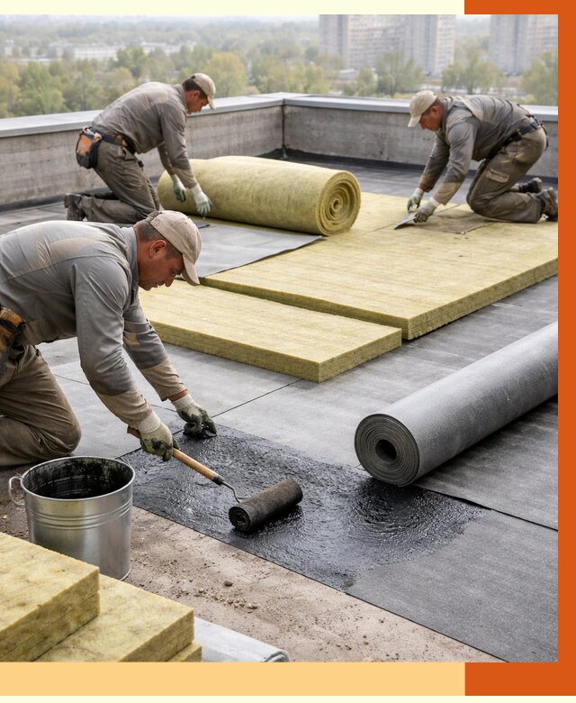 Утепление плоской крыши в Котельниках от 7645 руб./м2 под ключ | ТепломастерКтн