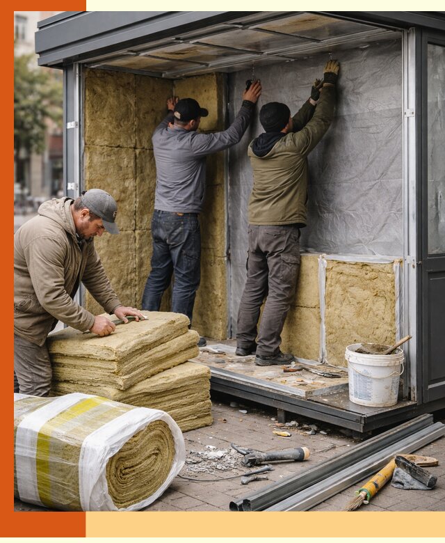 Утепление павильона шаурмы под ключ в Котельниках