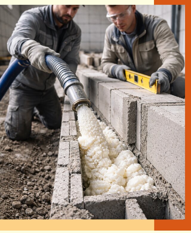 Заполнение колодцевой кладки ППУ в Котельниках от 4460 руб. за м2 | ТепломастерКтн