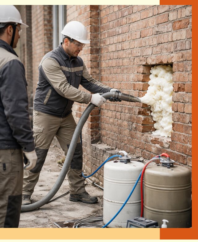 Заливка ППУ в пустоты кирпичной стены в Котельниках от 2920 руб. | ТепломастерКтн