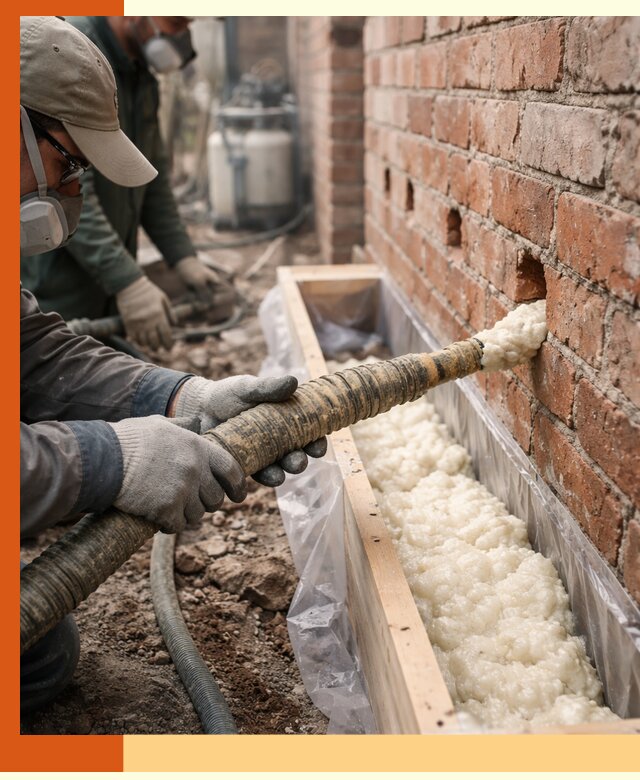 Заливка ППУ в пустоты кирпичной стены в Котельниках