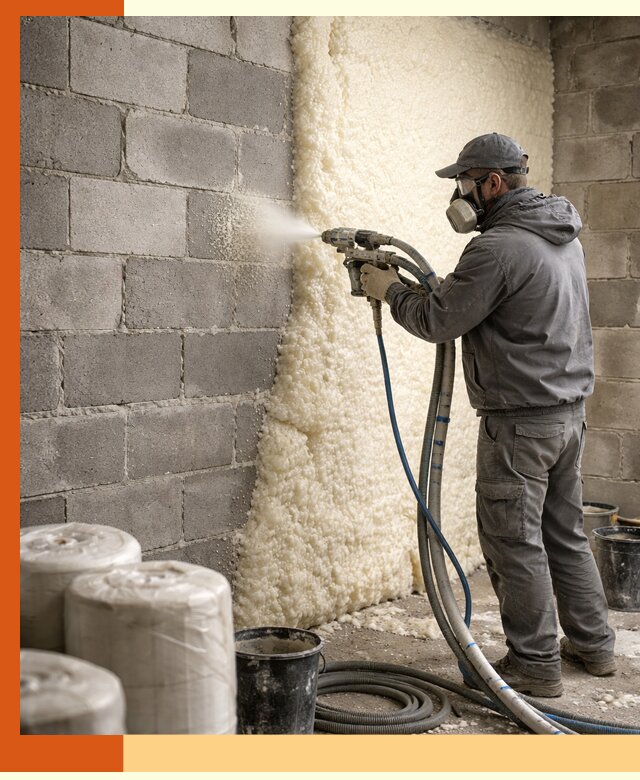 Утепление блочной стены ППУ в Котельниках качественно и надёжно