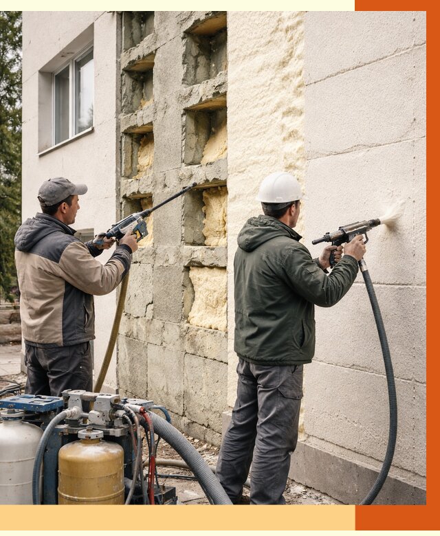 Заполнение пустот фасада в Котельниках от 4778 руб. — утепление пустот облицовки | ТепломастерКтн