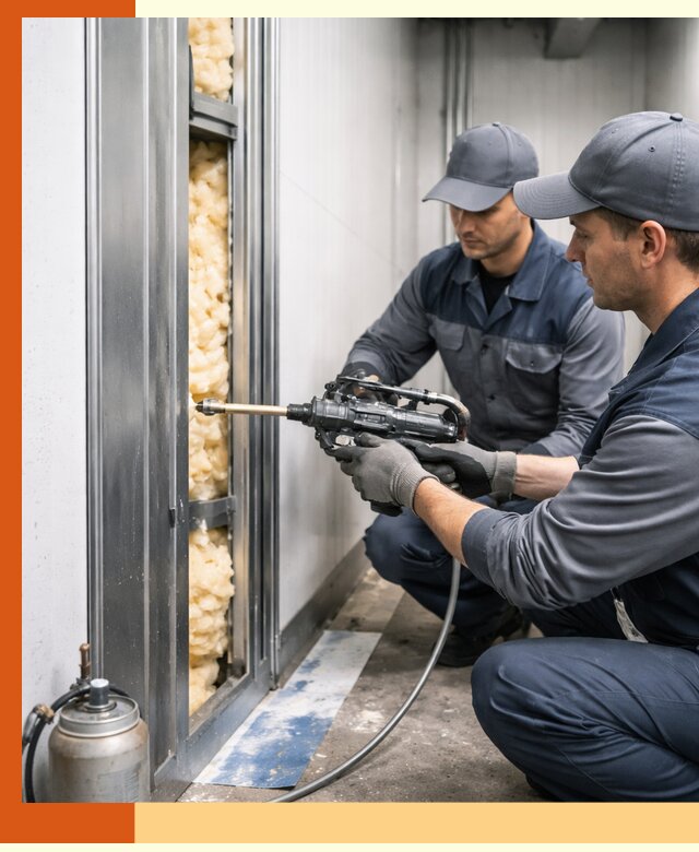 Заполнение пустот холодильных панелей в Котельниках специализированной пеной