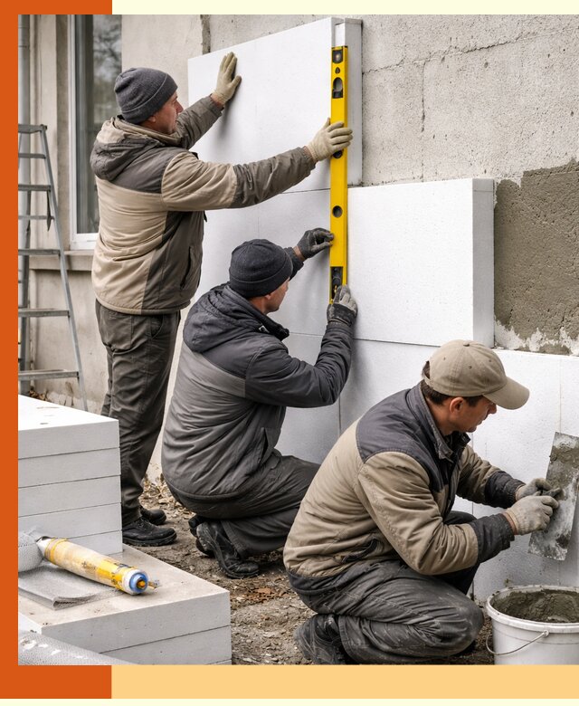 Утепление пенопластом наружных стен и фасадов в Котельниках