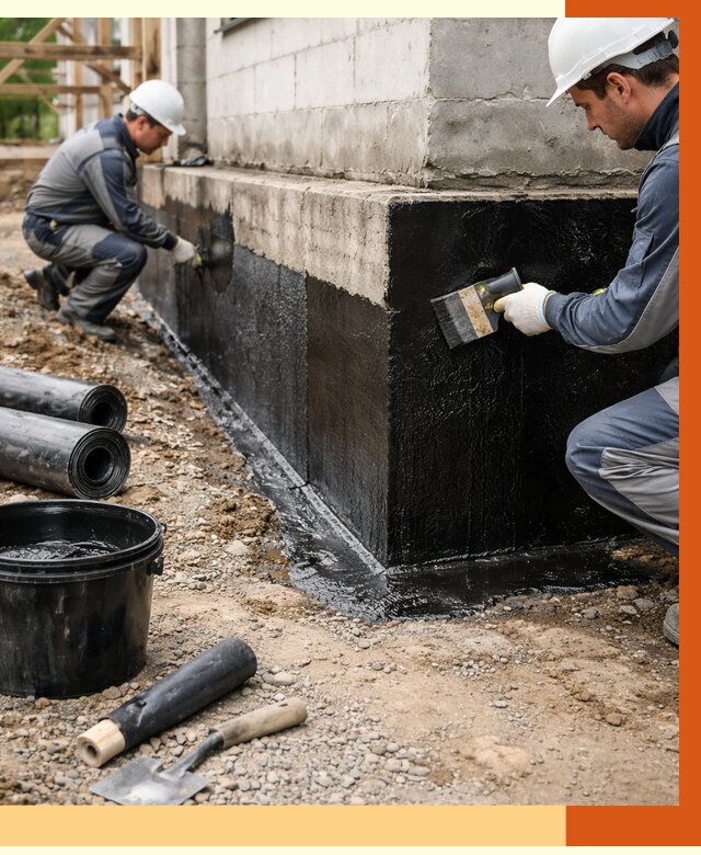 Гидроизоляция фундамента в Котельниках от 1327 руб. — профессионально, под ключ | ТепломастерКтн