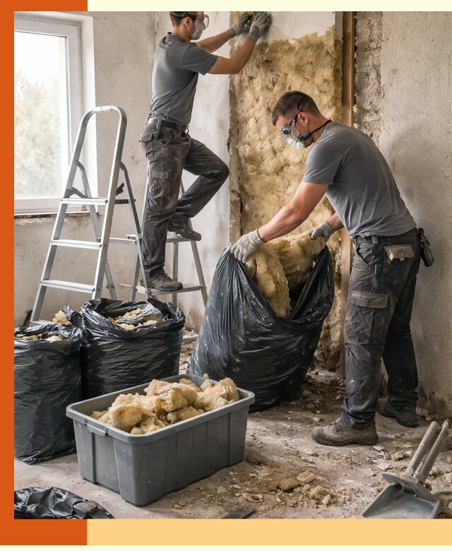 Демонтаж старого утеплителя и вывоз отходов в Котельниках