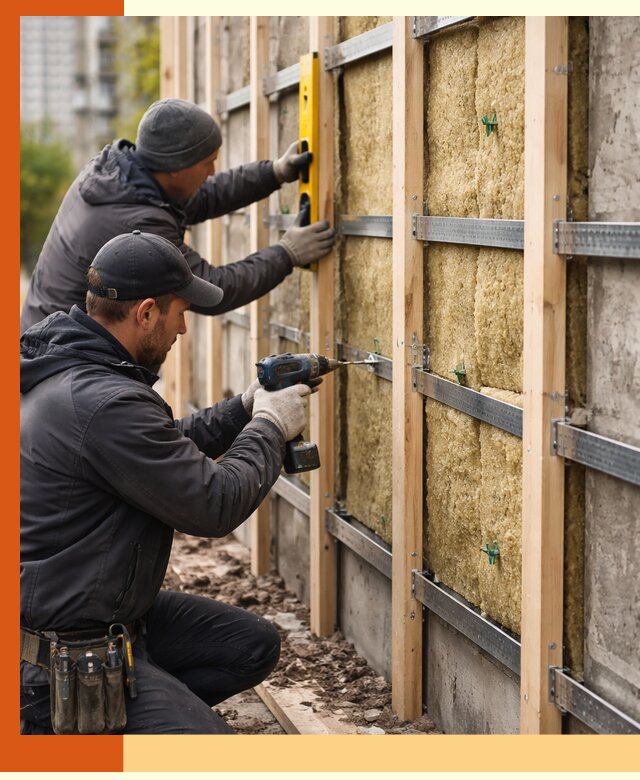 Монтаж обрешетки под утепление зданий и квартир в Котельниках